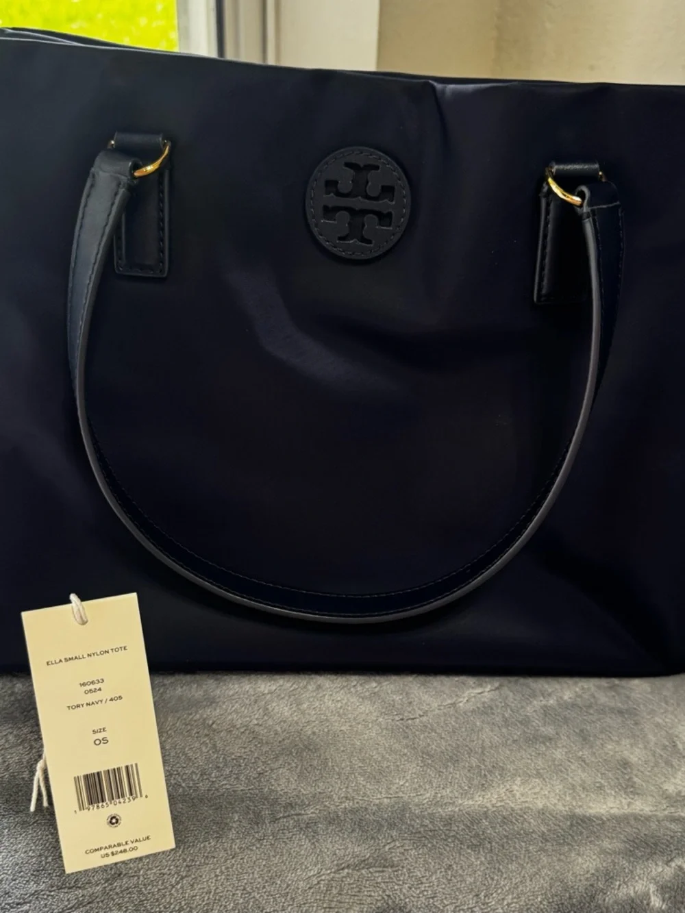 Tory Burch Navy Ella Small Nylon Tote